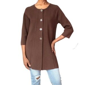 LIZ CLAIBORNE || BUTTON DOWN CARDIGAN W/3/4” SLEEVES || BROWN || SIZE: LARGE